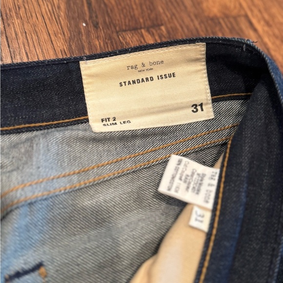 rag & bone Men's Fit 2 Slim Leg Dark Wash Blue Straight Jeans Size Waist 31 - Picture 2 of 12